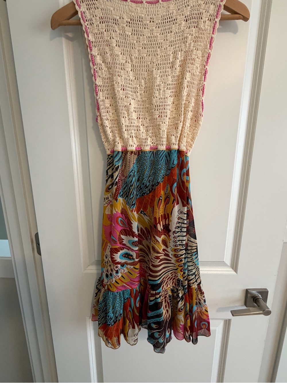 Crochet Top Multicolor Women’s Swim Coverup Dress - Picture 2 of 3
